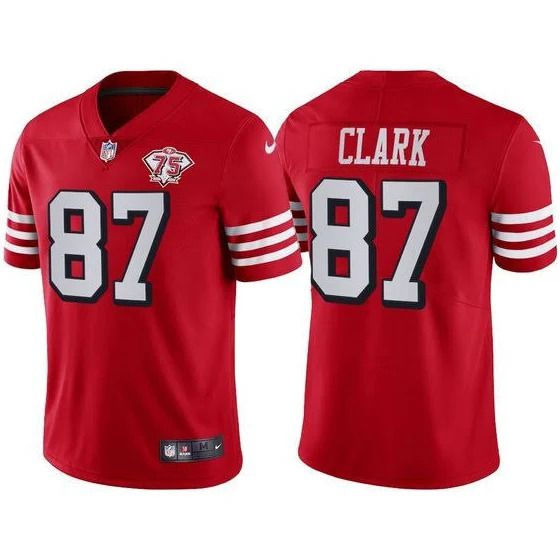 Men San Francisco 49ers #87 Dwight Clark Nike Red 75th Anniversary Throwback Limited NFL Jersey->san francisco 49ers->NFL Jersey